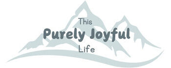 This Purely Joyful Life Logo with mountain graphic in background