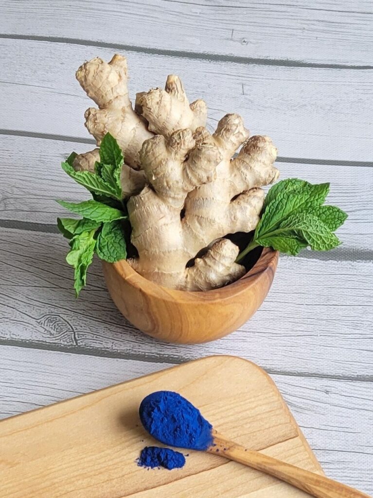 Ginger Root, Fresh Mint, and BlueMajik Spirulina