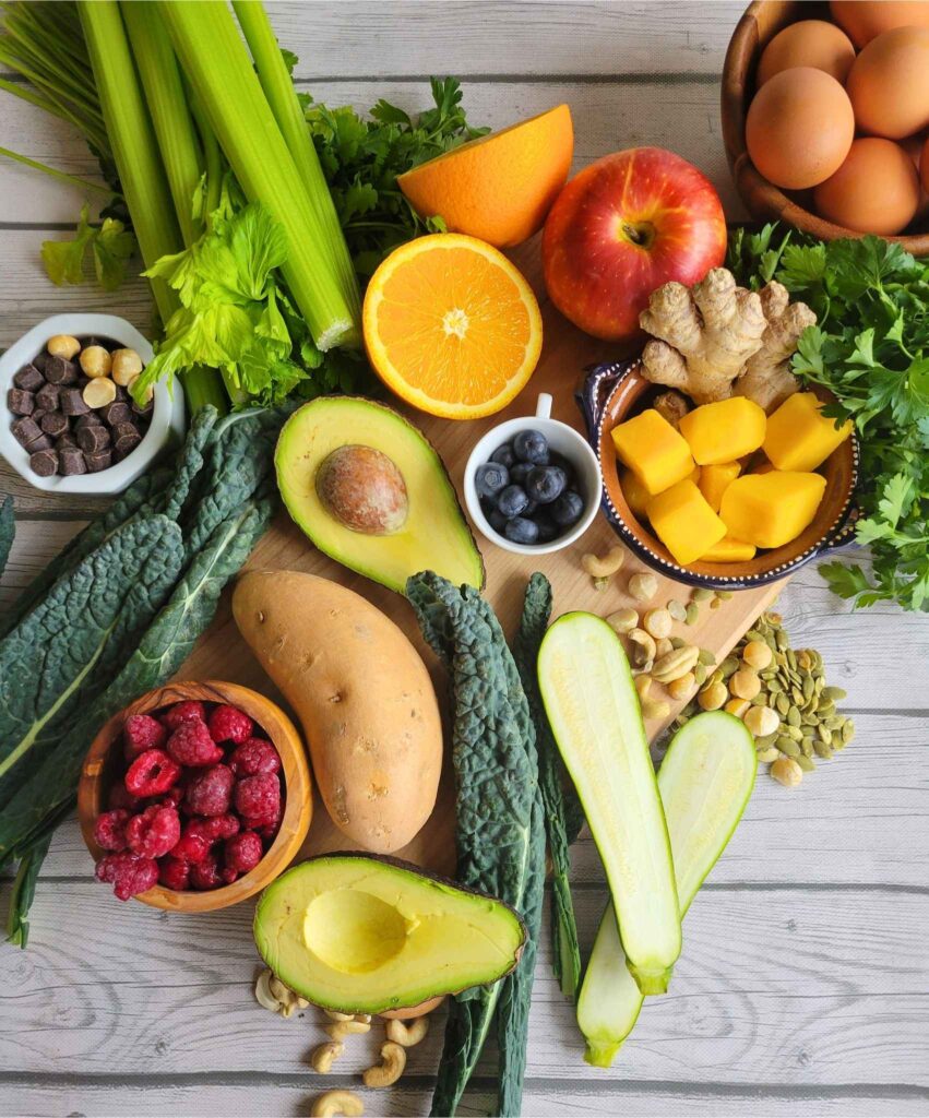 Variety of some foods that you would eat on an anti-inflammatory diet